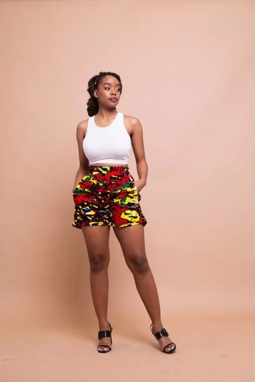 Ankara High-Waisted Shorts 