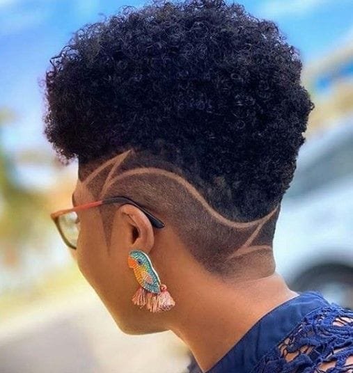Side Part for black women with fade