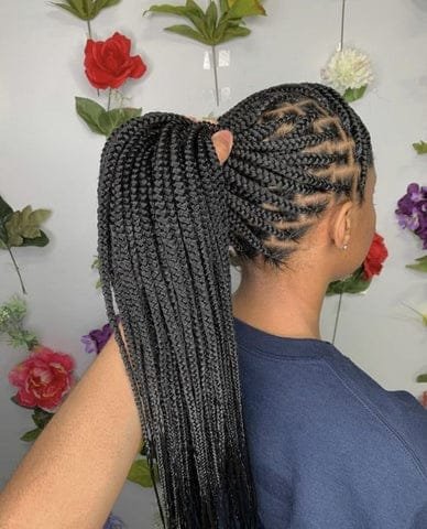  knotless braids ponytails