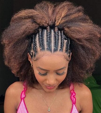 20 Ghana Weaving Styles You Should Try This Festive Season 36 Cornrows at the Front and Afro at the Rear